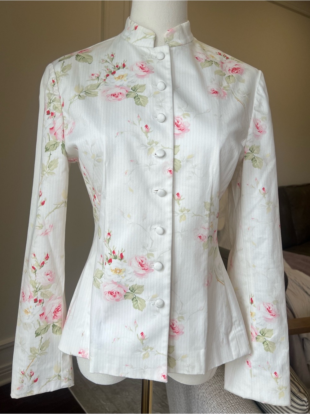 Ralph‎ Lauren Rose Print Blazer Coquette Bridgerton Victorian Sz S 2003